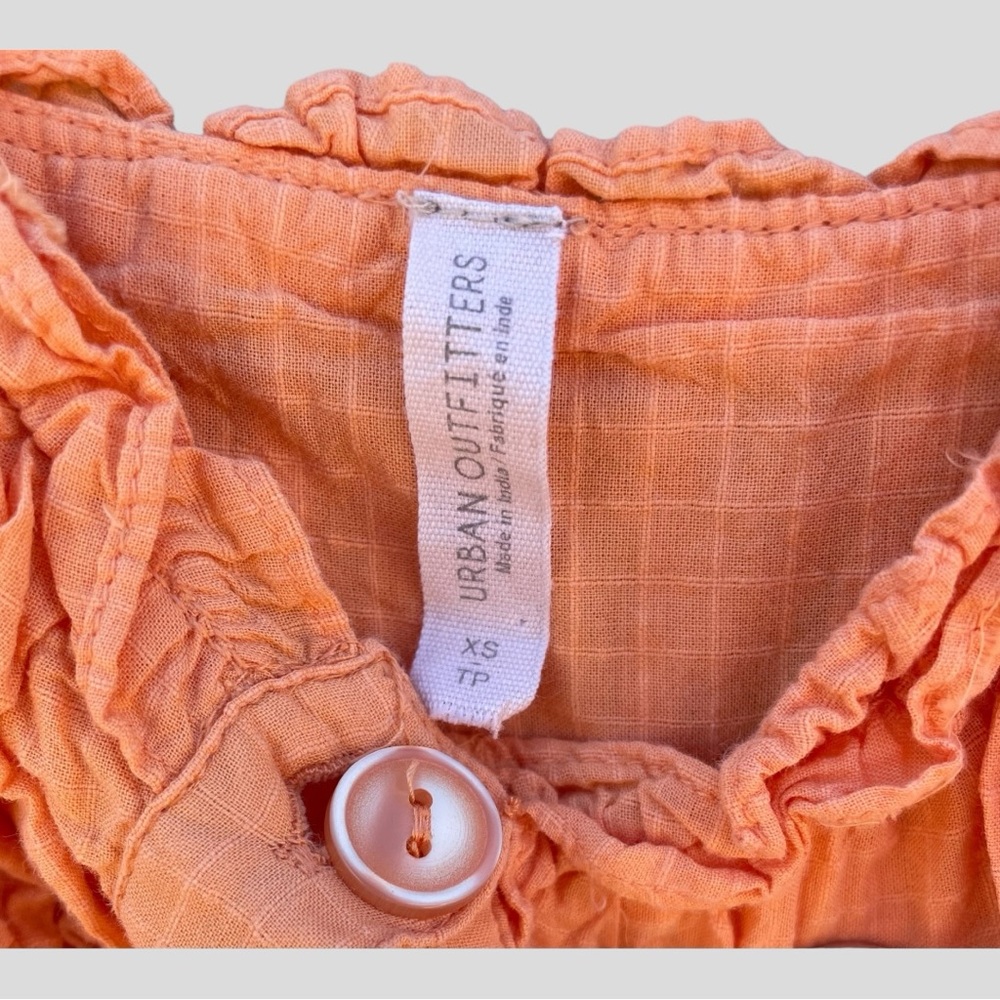 UO London Orange Ruffle Detail Button-Down Mini Dress Size XS - Picture 5 of 11